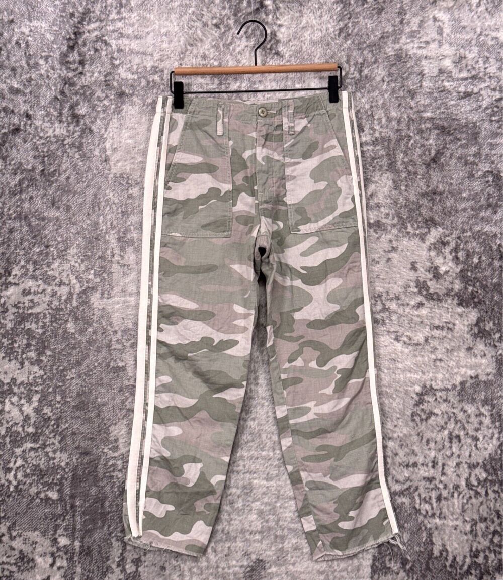 Mother Pants 27 Womens Shaker Crop Fray Green Camo Side Stripe
